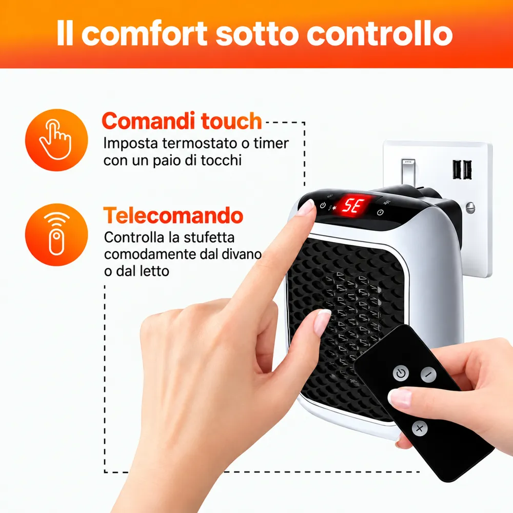 Comandi touch e telecomando di RapidHeat