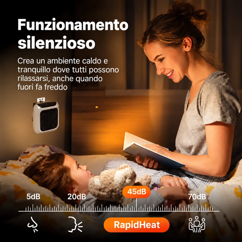 RapidHeat funziona in modo silenzioso a circa 45dB